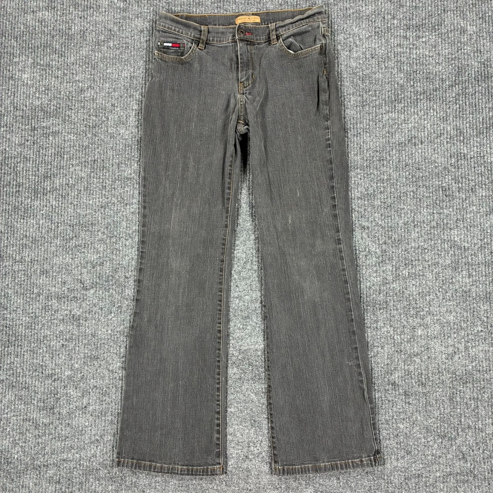 Vintage Y2K Tommy Jeans Womens Bootcut Size 9 Gray Denim Stretch Low Rise